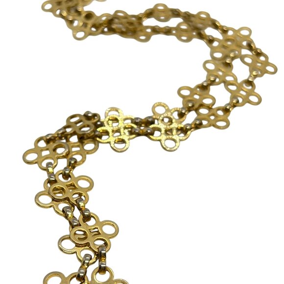 TORY BURCH SIGNATURE LOGO GOLD TONE CHAIN LINK NECKLACE LONG 32" LENGTH LAYERING - Picture 8 of 12